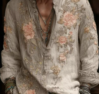 Chemise casual rétro à imprimé numérique pour homme