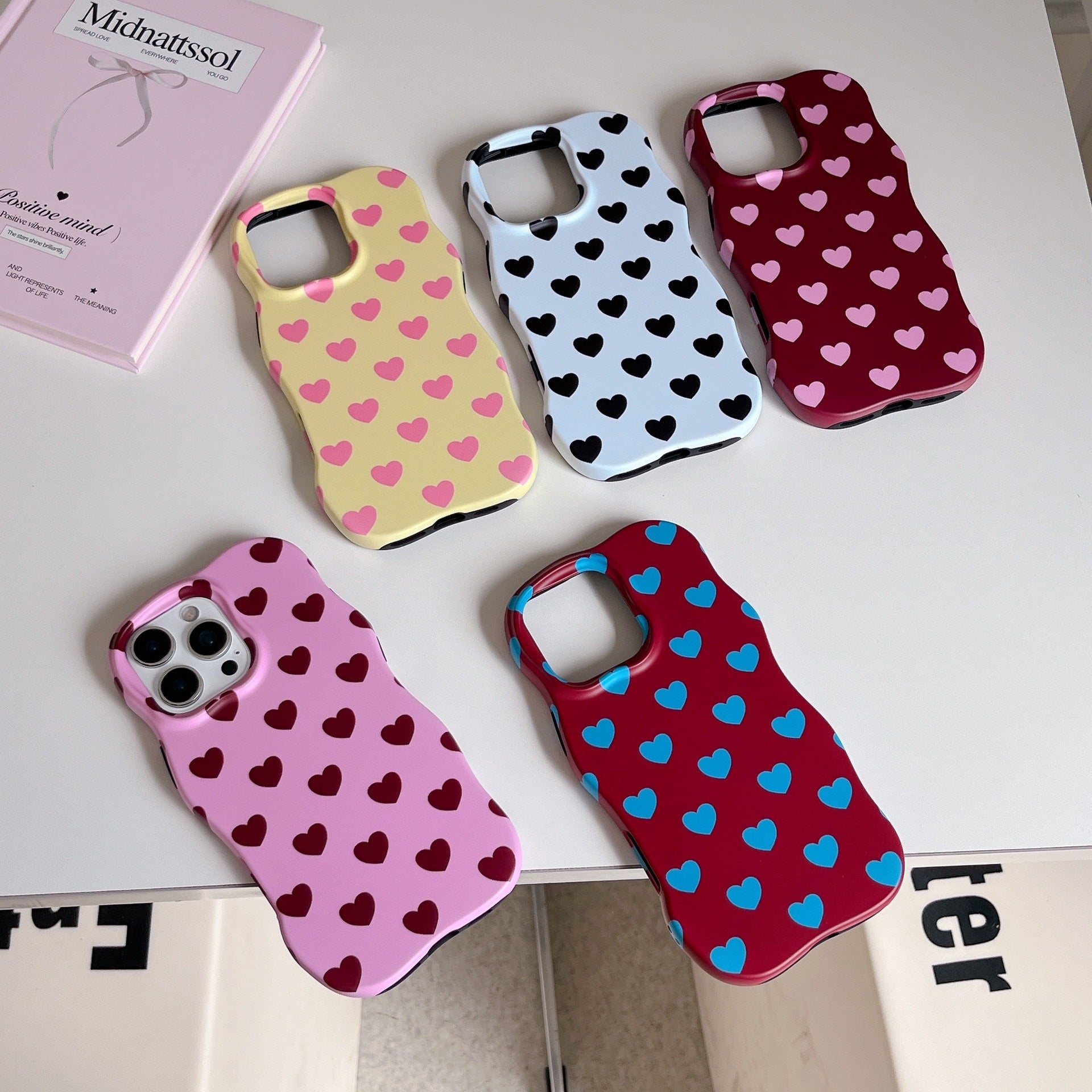 Plein écran Little Heart Matte Wave Phone Case