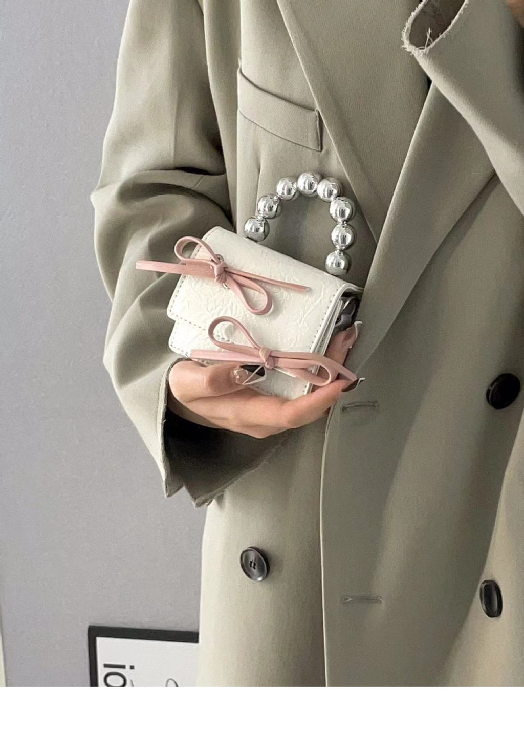 Sac à main Texturé Mignon Bow Mini chaîne