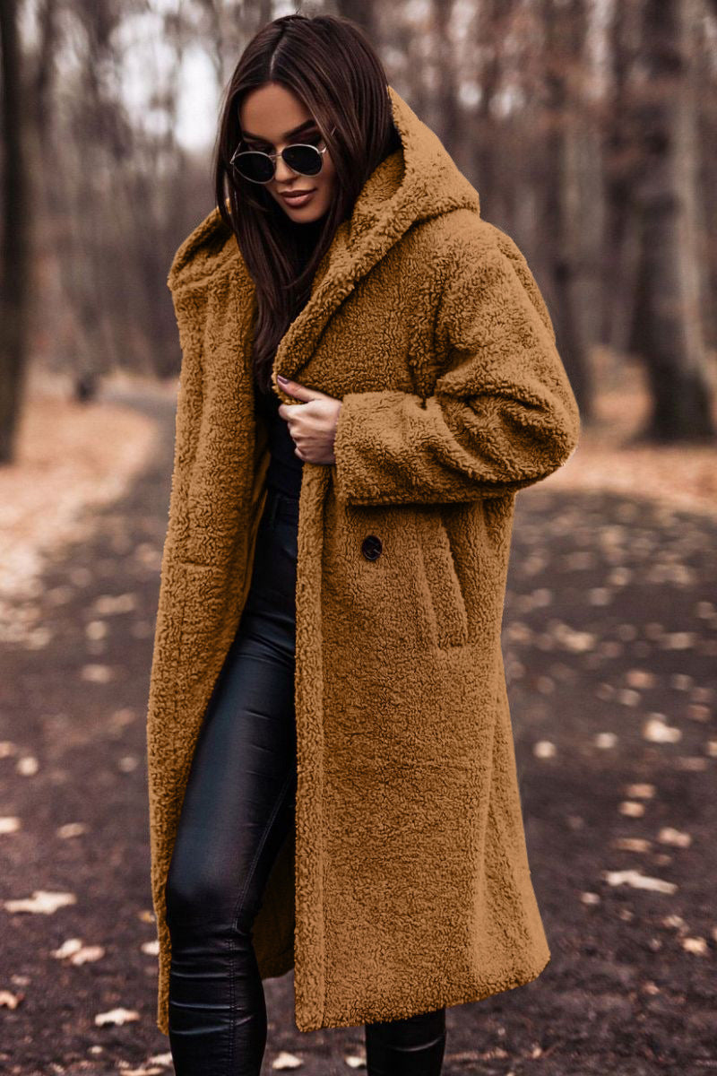 En-Stock Amazon Supply Automne et hiver Mode Long Solid Couleur Long-Sleeve Woolen Femmes