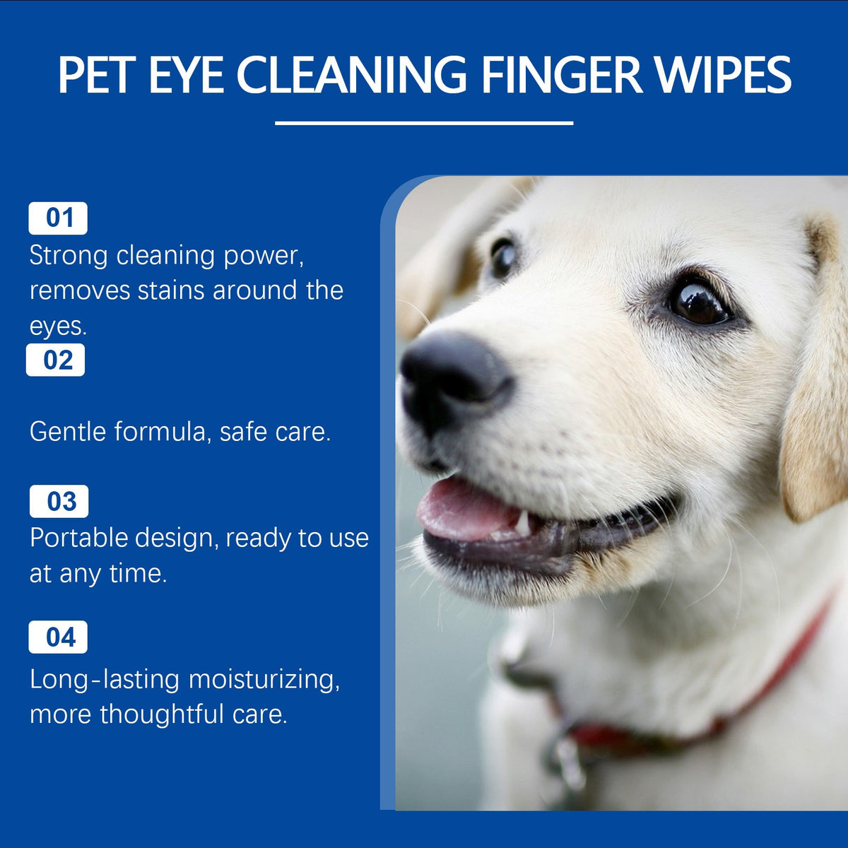 Eeljoy Animaux Nettoyage des yeux Wipes de doigts Chat et chien Taie Nettoyage des yeux