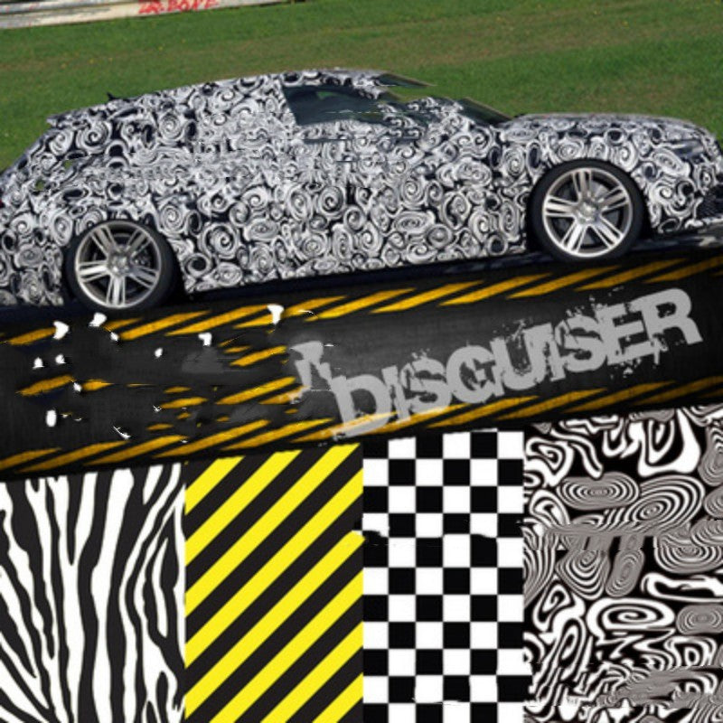 Voiture Graffiti Colorful Auto Film Zebra Pattern Noir et blanc Plaid