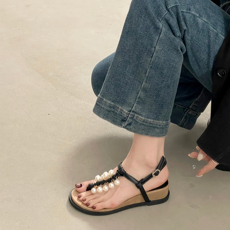 Taille de semelle épaisse Augmenter Wedge String Super High Talon Sandales Femmes Été Pour Robes