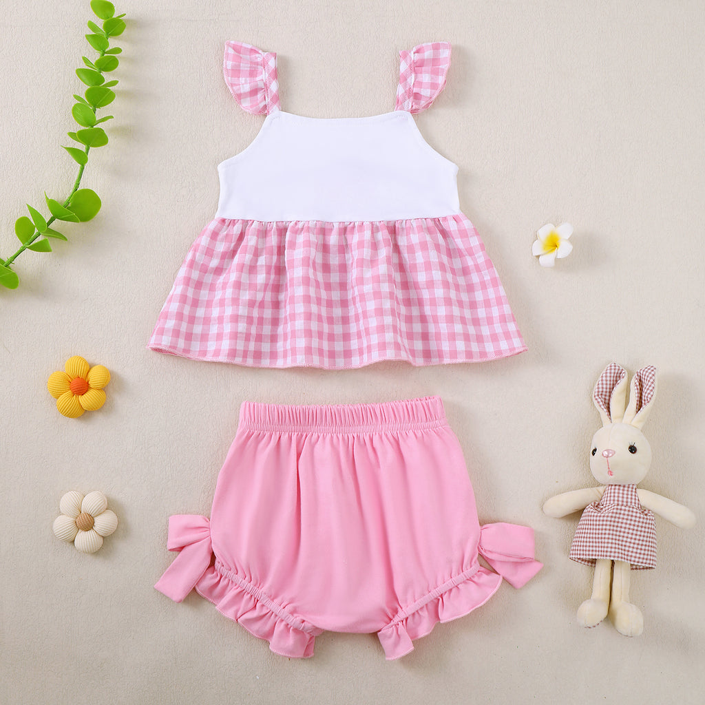 Camisole Blouse avec coton Bow tricot petit Harem Pantalon ensemble deux pièces