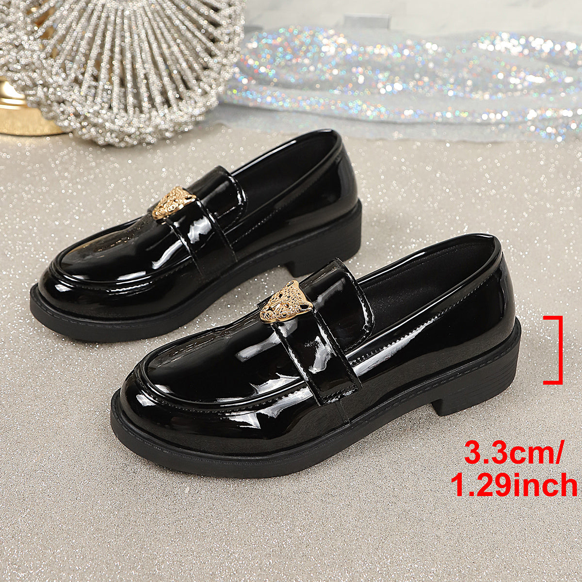 Femmes Vintage British Style Brevet Slip sur Oxford Chaussures