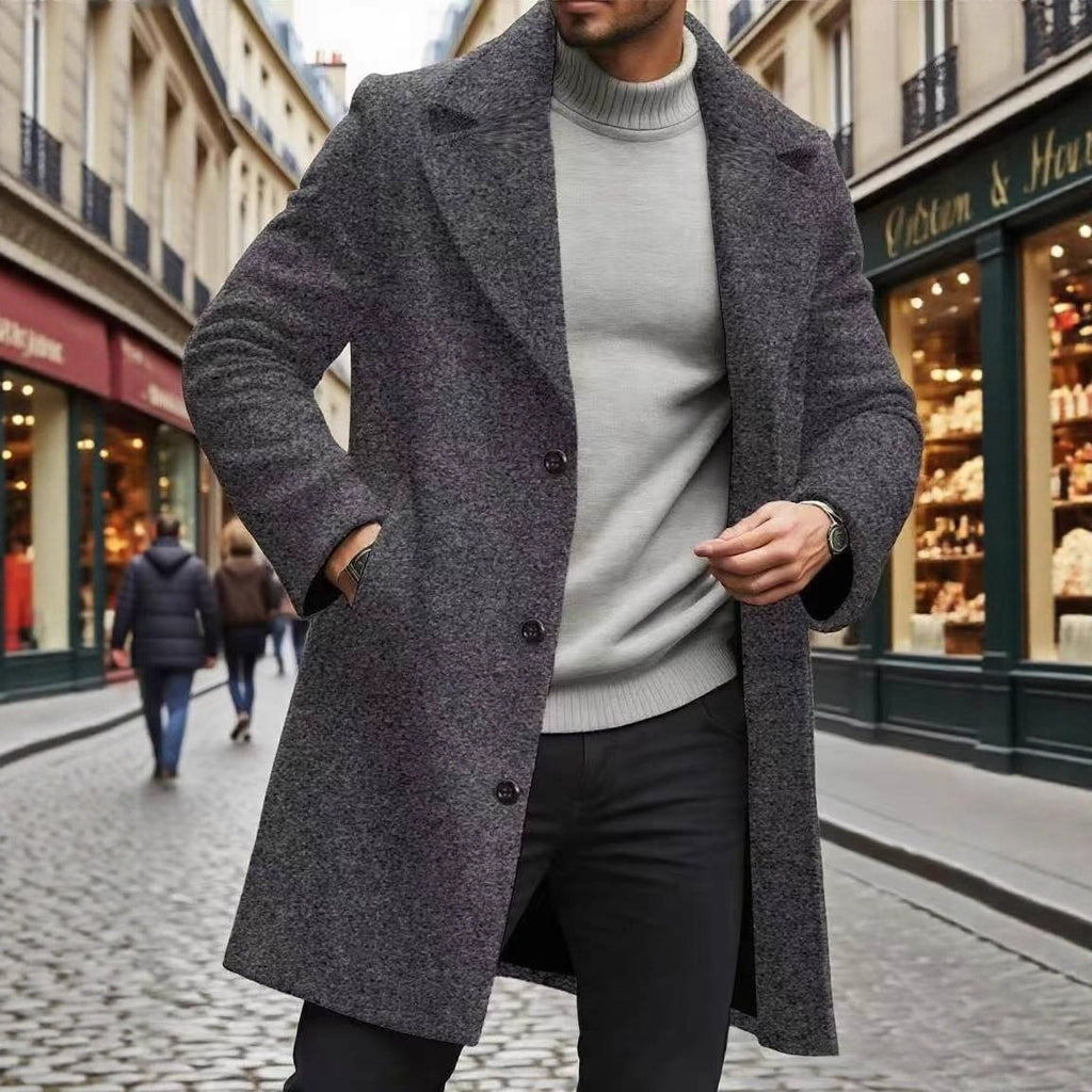 Trench Coat Lapel incrusté Slim-fit Surpoil Élégant et sophistiqué Trench de couleur solide
