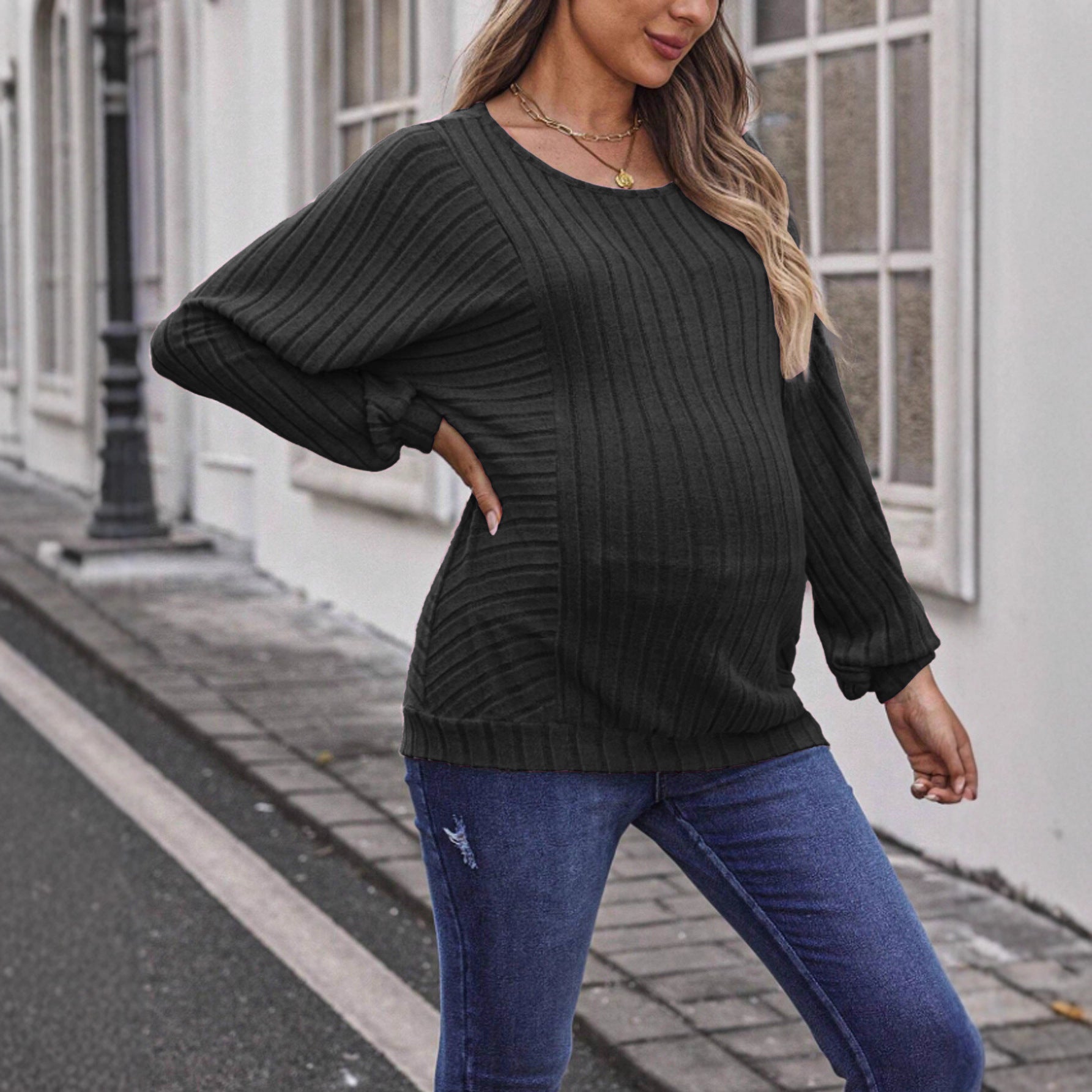 Femmes Confortable Casual Solid-color Top avec manches Lanterne