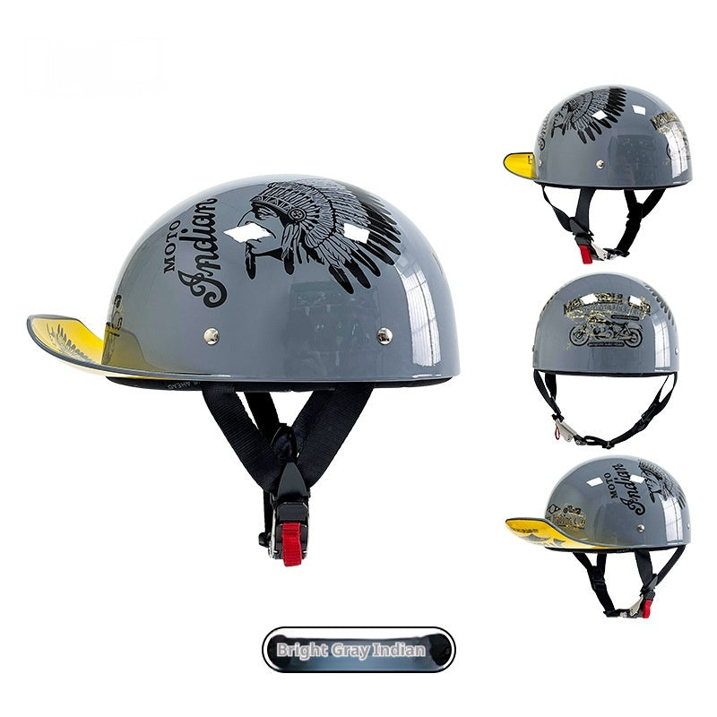 Casque Rétro Voiture électrique Femme Grande Chapeau Batterie Voiture d'équitation Casque universel