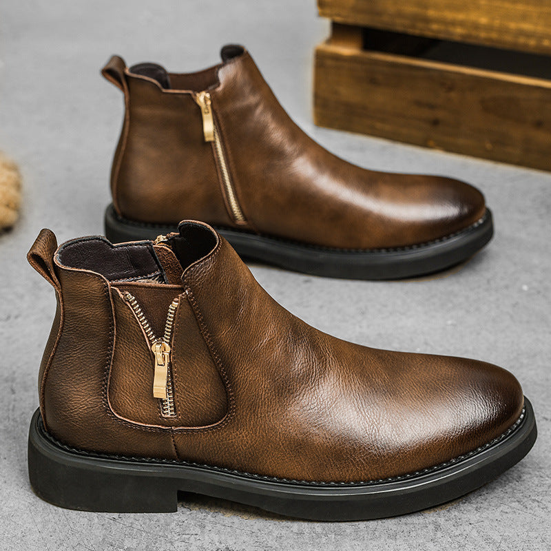 Bottes de cheville cassante haut de gamme Business Slip-on