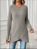 Women's European and American Style Round Neck Casual Long Sleeve Top