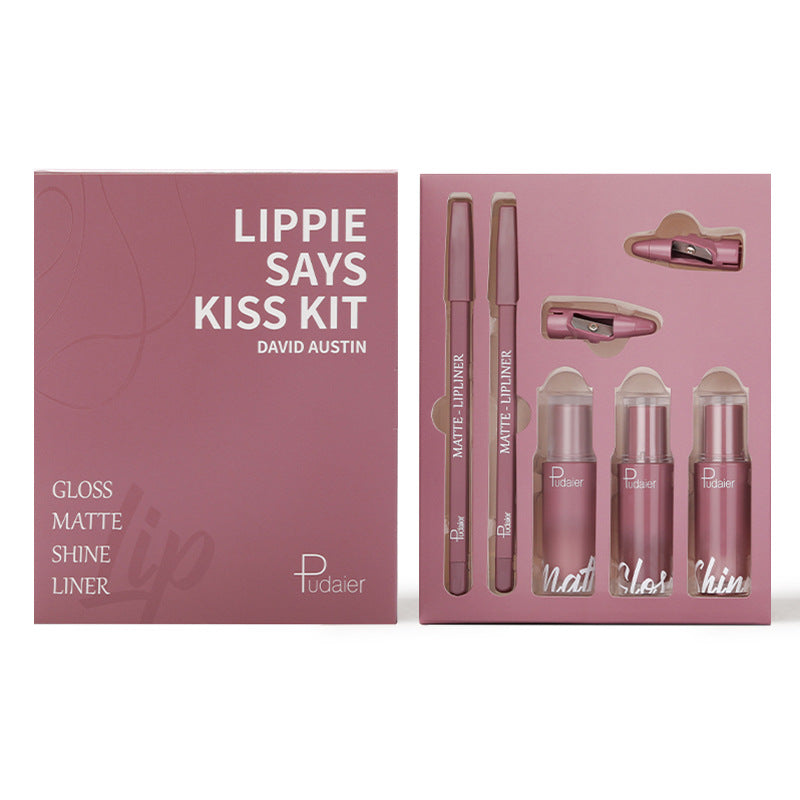 Lip Glaze Lip Matte Dewy and Shimmering Lipstick Gift Set 5 pièces