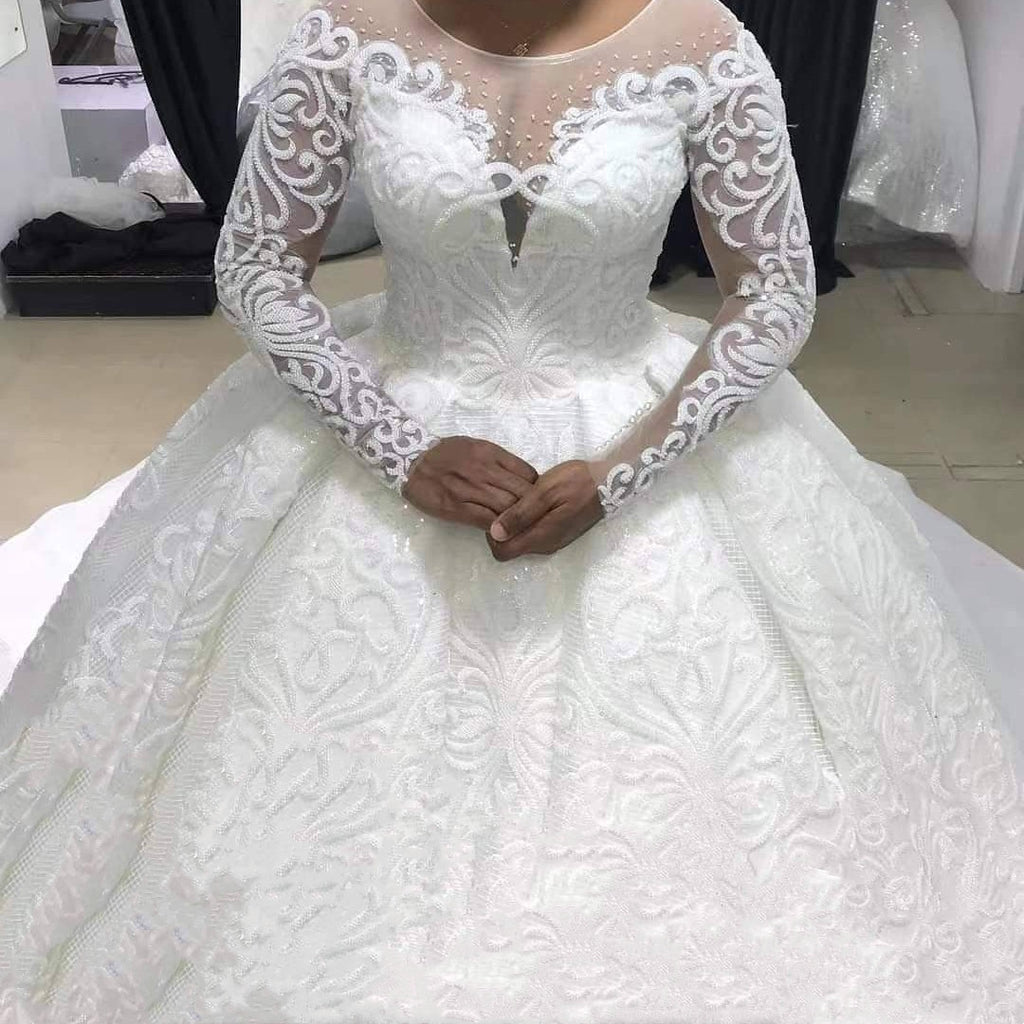 Robe de mariée Ball Gown manches longues Robe de mariée