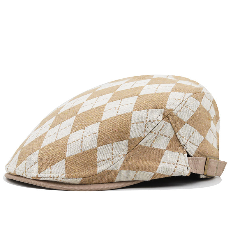Chapeaux d'avant-garde à courte bride retro Plaid