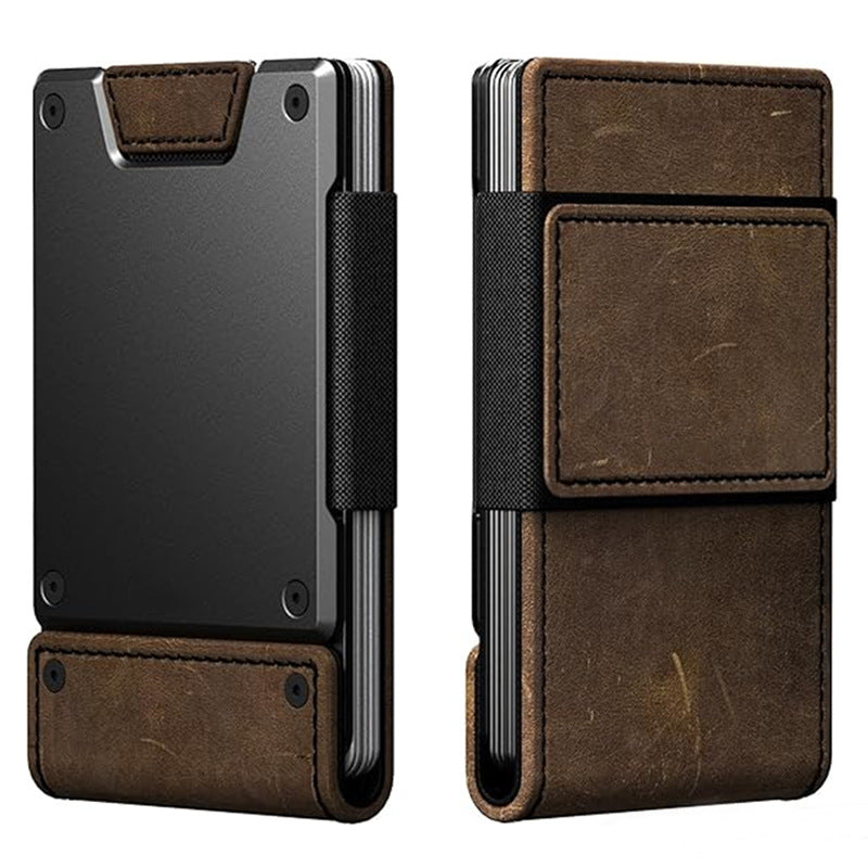 Portefeuille homme en métal et cuir