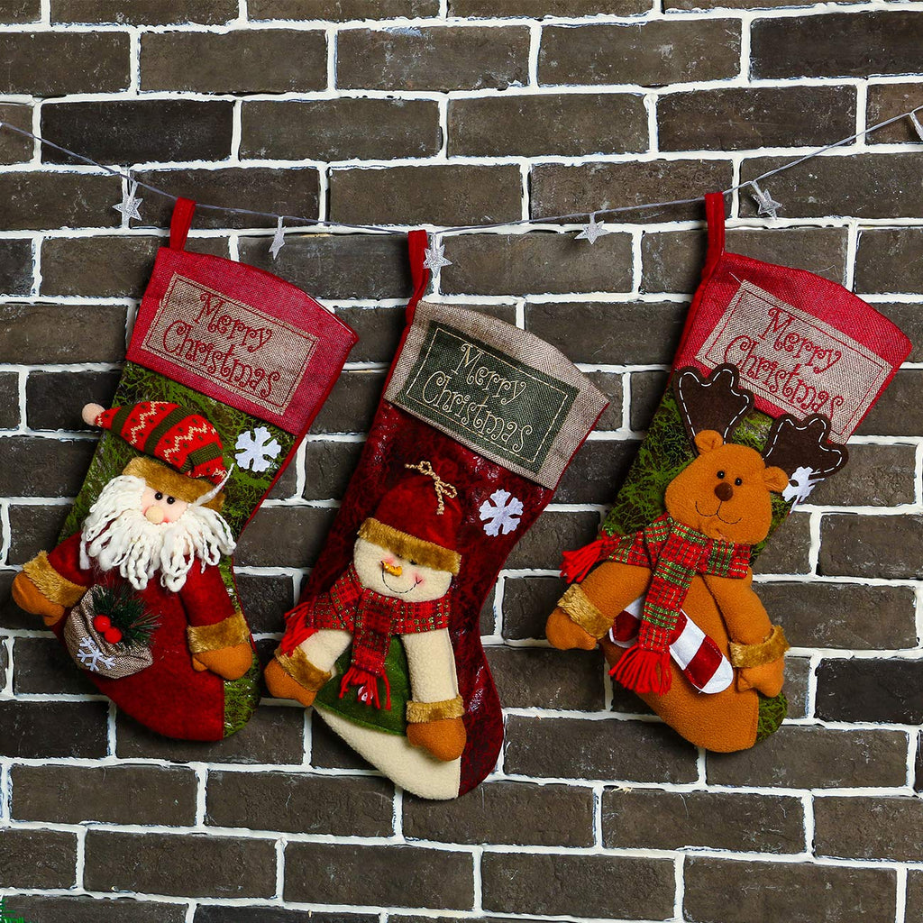Sunnyglade 3PCS 18Noël Bas Classic Grands Bas Santa