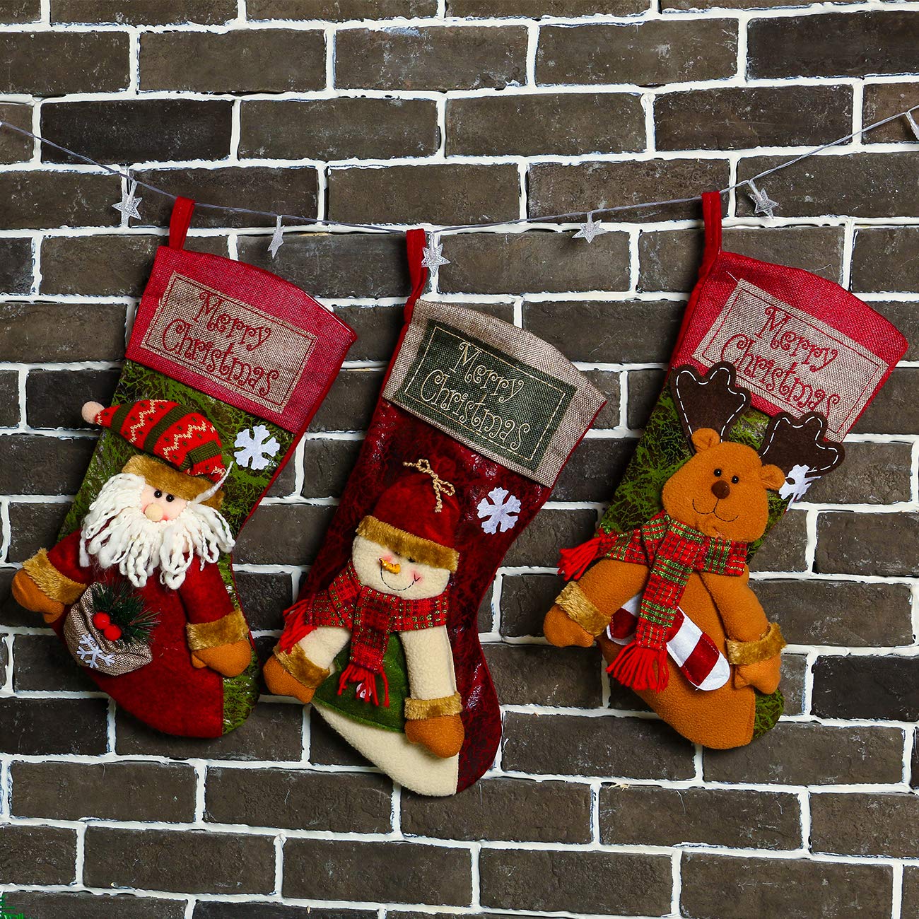 Sunnyglade 3PCS 18Noël Bas Classic Grands Bas Santa