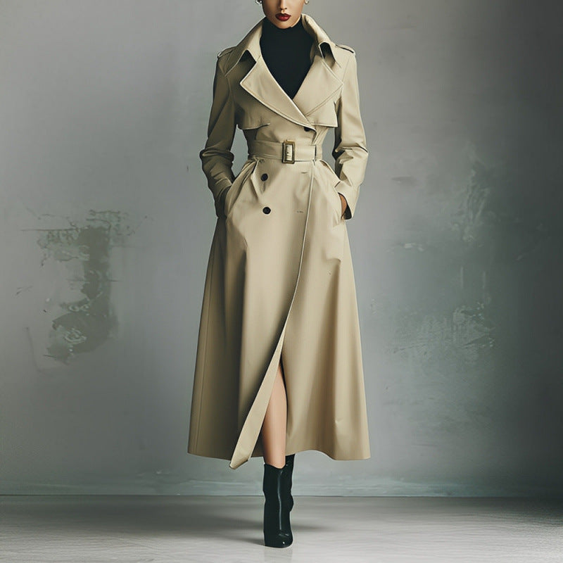 Élégant polyvalent et figuratif long manteau femmes Trench style Vêtements de dessus
