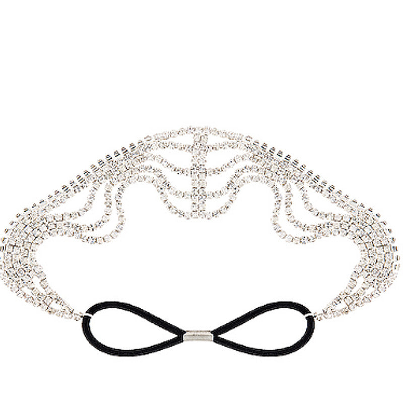 Flash Diamond Strass Elastic Headband Accessoires capillaires Cinq rangées de diamants