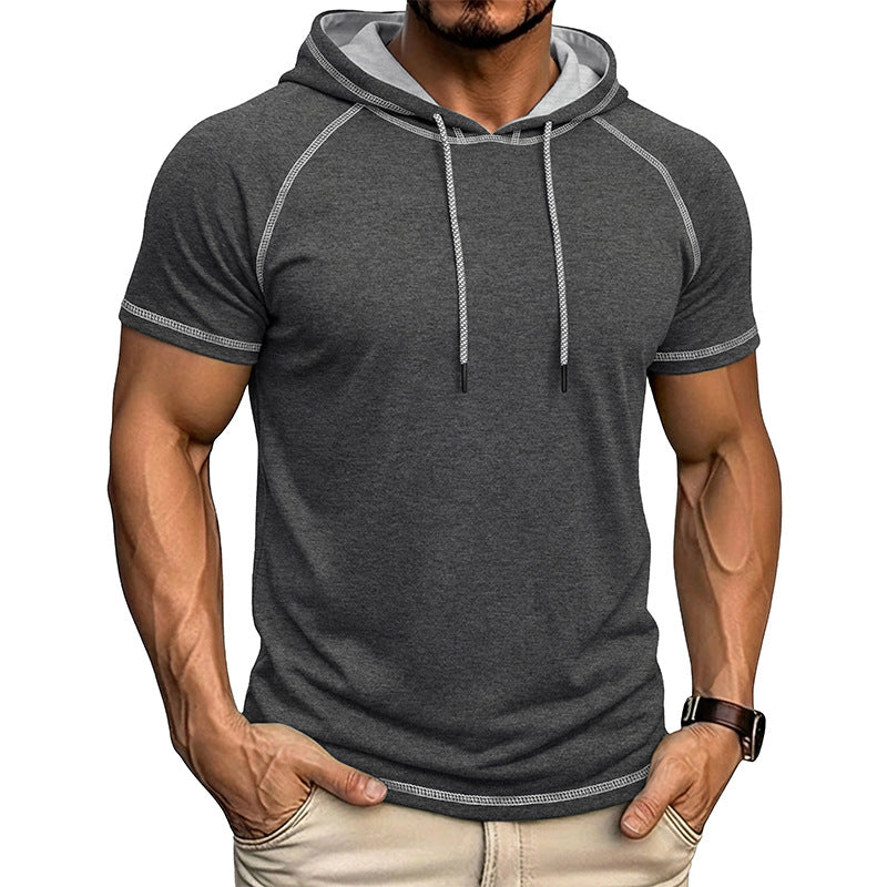 T-shirt à manches courtes à capuche sport pour hommes
