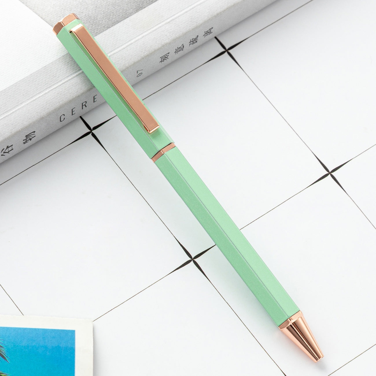 Stylo à rotule métallique simple à six angles