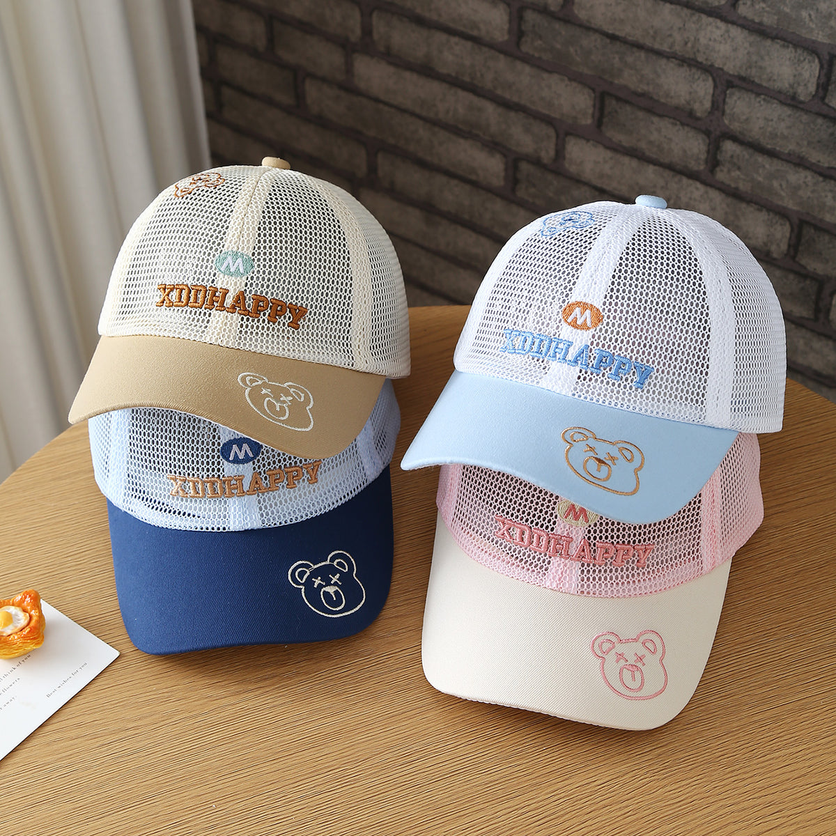 Chapeau pour enfants - M Lettre ours brodé Mesh léger respirant Garçons et filles' Ba
