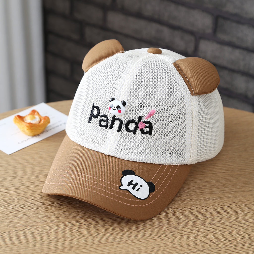 Lettre brodée d'été Mesh Cartoon Panda Respirant Cap de baseball bébé pour les garçons et le gir