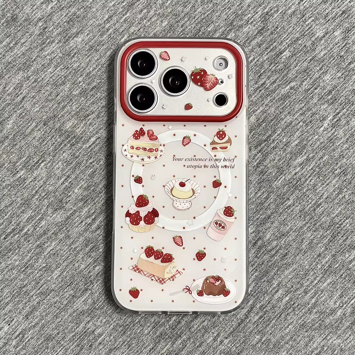 Fraise Cake Magnetic Holder Boîtier de téléphone compatible