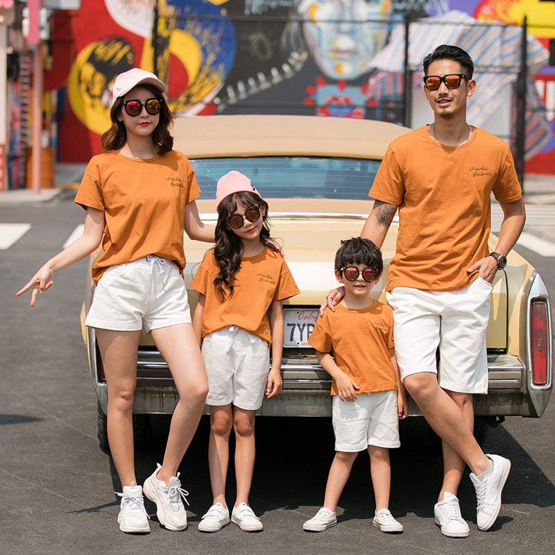 Vêtements parents-enfants Vêtements de famille Coton T-shirt à manches courtes Couple