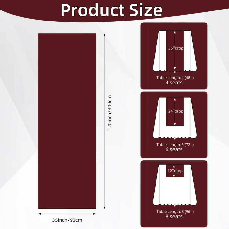 Décorations de Noël d'automne Burgundy Cheesewen Table Runner 120 pouces
