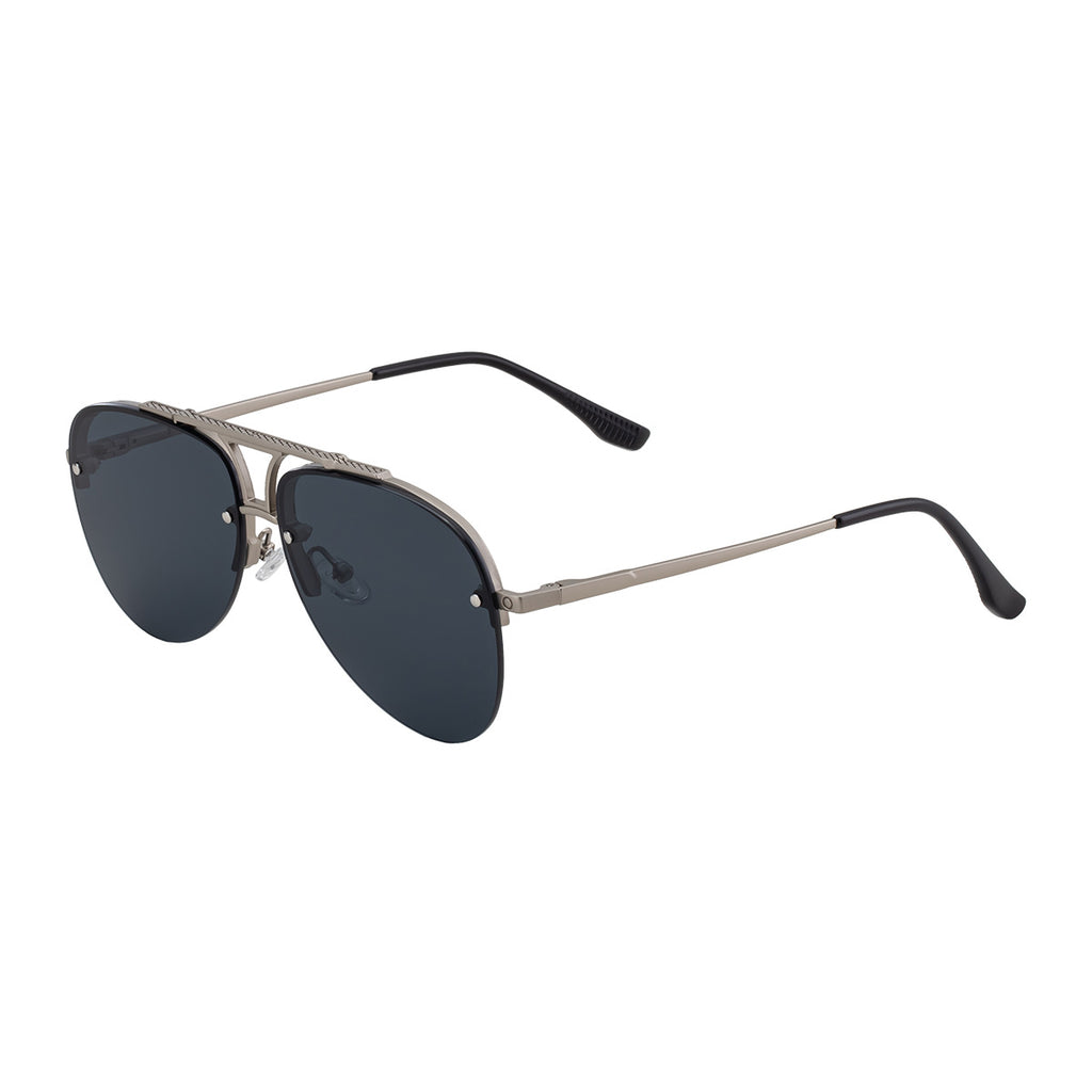 Lunettes de soleil en métal à demi-cadre pour homme