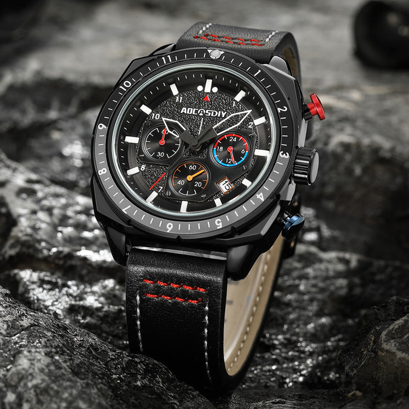 Multifunctional waterproof quartz watch for sports and leisure