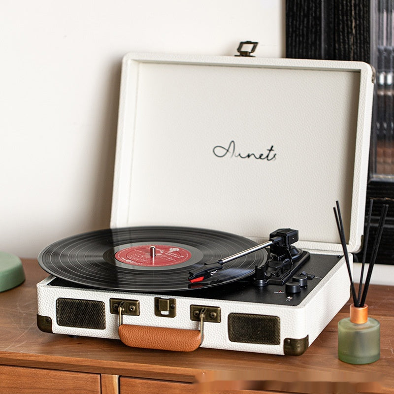 Gramophone Record Retro Phonographe Bluetooth Audio Valise Portable Etui en cuir
