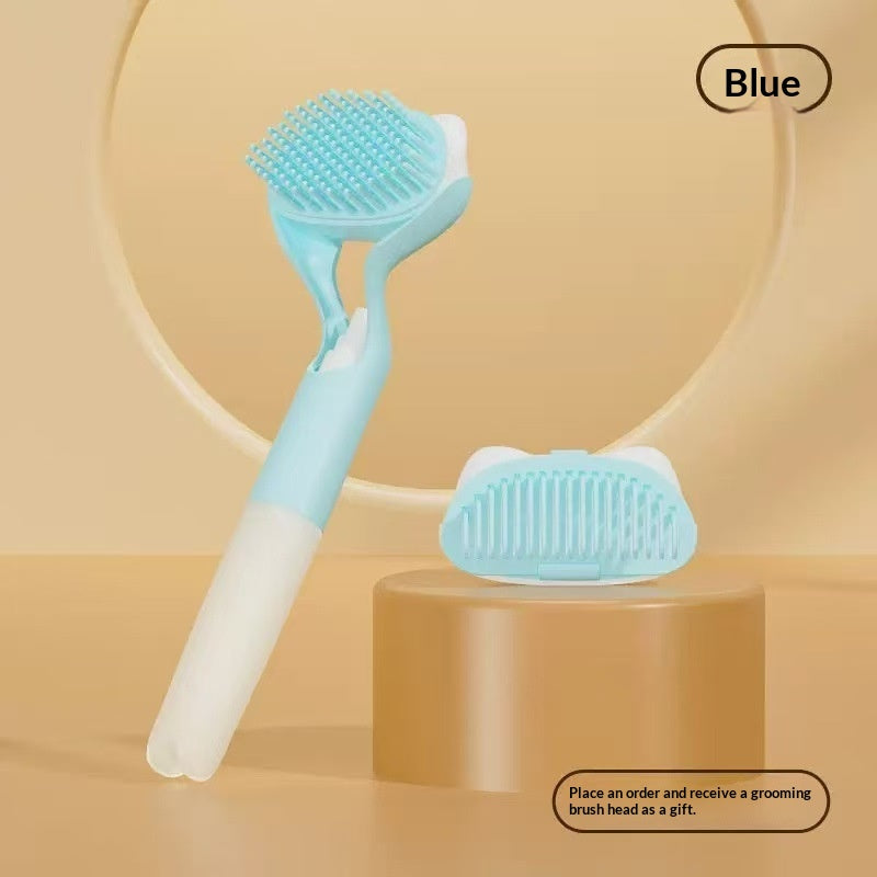 3 en 1 Outil de grooming pour animaux de compagnie Un pinceau de nettoyage avec bouton poussoir Conception