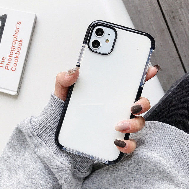 Boîtier de téléphone anti-goutte transparent en silicone bicolore