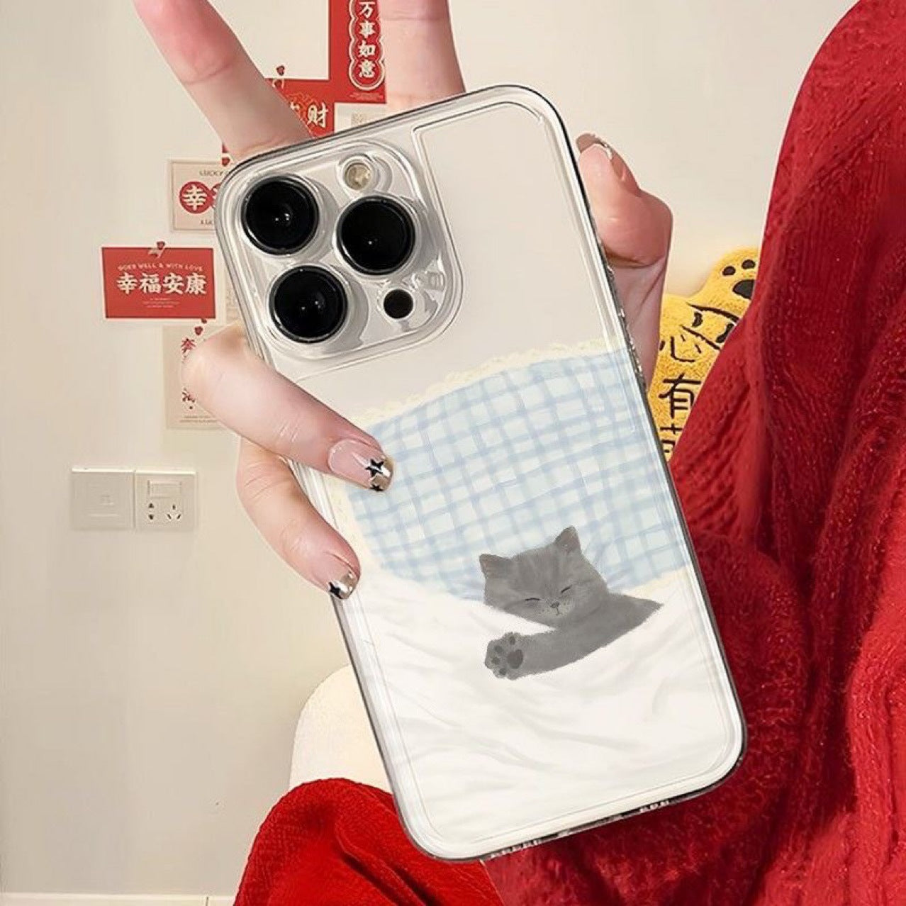 Motif de chiot chat pour les amoureux Cas de téléphone transparent