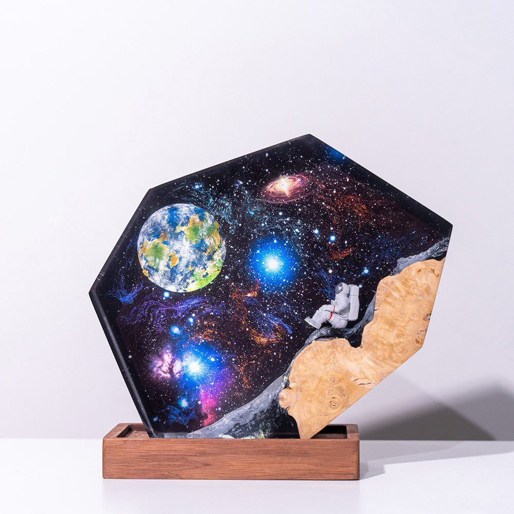 Interstellar Epoxy lampe espace Galaxy résine lumière de nuit en bois