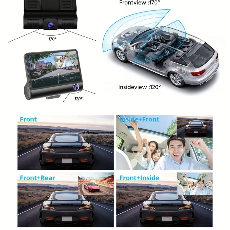 Dashcam à trois disques de 4 pouces