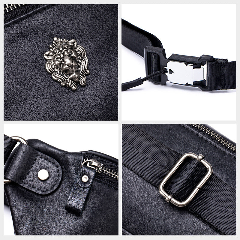 Premier-couche Cowhide Waist Bag Multi-fonctionnel Sports véritable cuir Crossbody Cost Pack