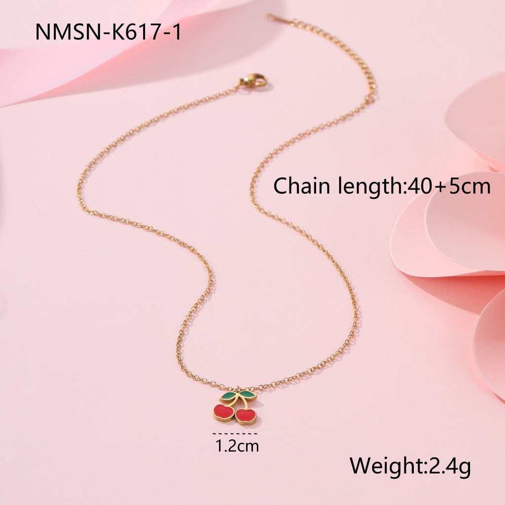 Bracelet Collier Cerise Bracelet Boucle d'oreille en acier titane pièces