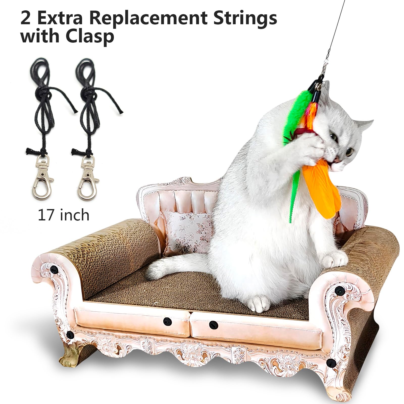 2PCS Retractable Cat Teaser Wands & 9PCS Feather Recharges Jeu de jouets Tige télescopique double taille