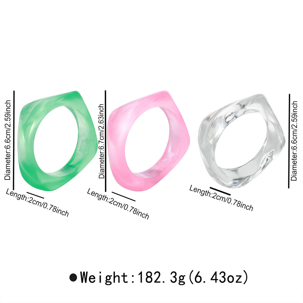 Set de bracelet en acrylique translucide géométrique poli