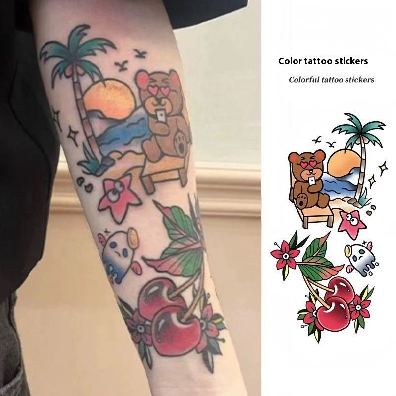 Color Flower Arm Sticker de tatouage imperméable