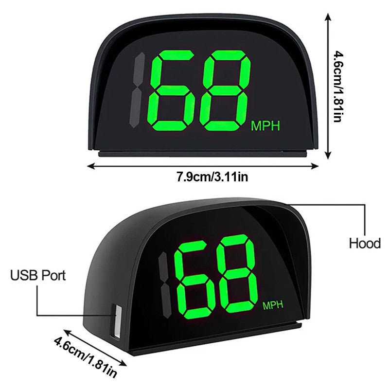 Speedomètre de voiture Vitesse GPS numérique O Vitesse MPH HUD Affichage tête vers le haut