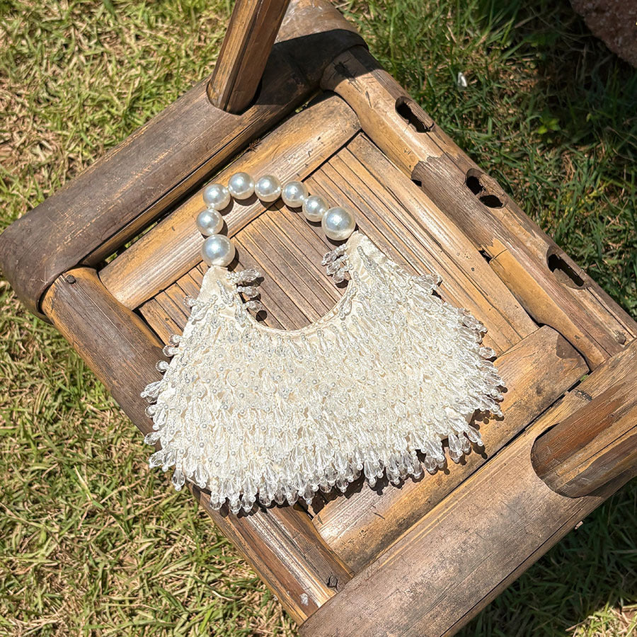 Tassel Tote Bag doux et blanc, de style français