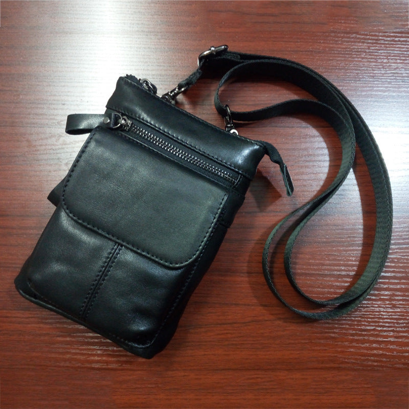 Poche en cuir homme Multifonctionnel Petit sac Sports de plein air Une épaule