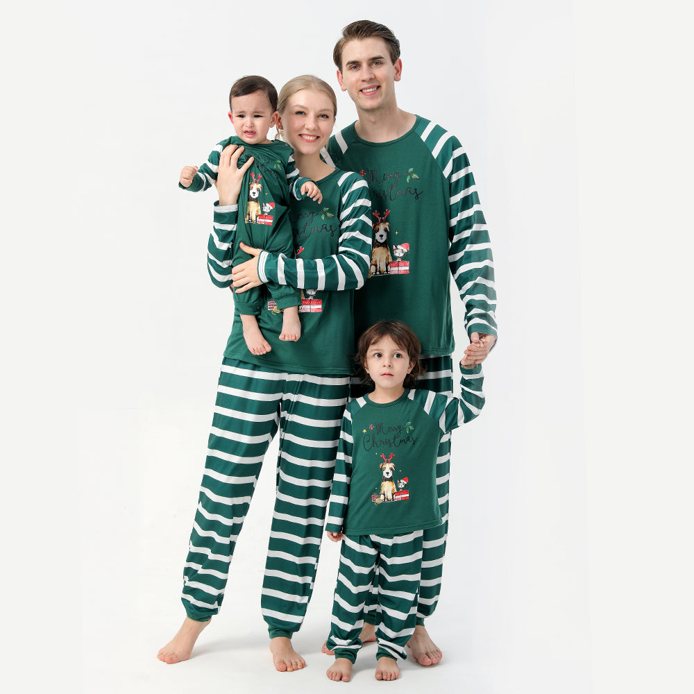 Famille European and American Christmas Parent-child Printed Pajamas Set