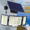 1,2 Pack Solar Lights Outdoor 348 LED Motion Sensor Lights With Remote Control 3 Head Wate