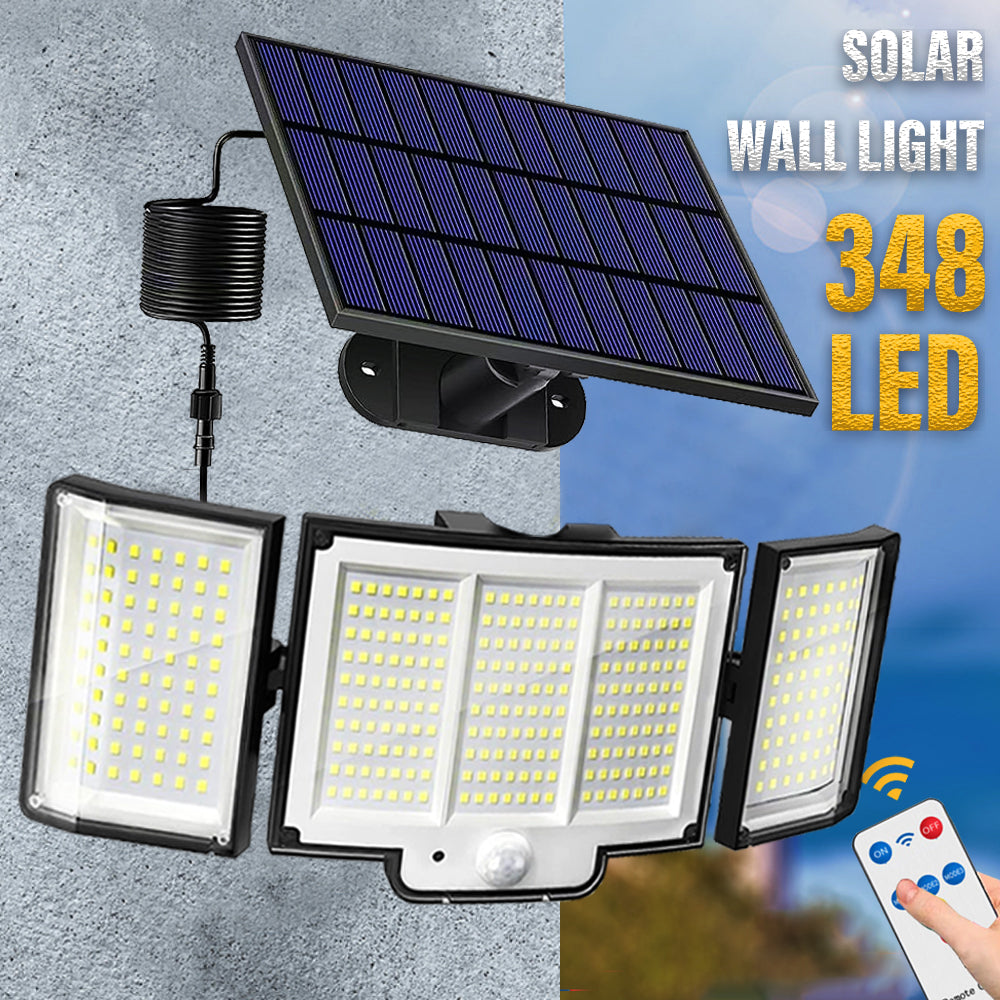 1/2 Pack Solar Lights Outdoor 348 LED Motion Sensor Lights With Remote Control 3 Head Waterp