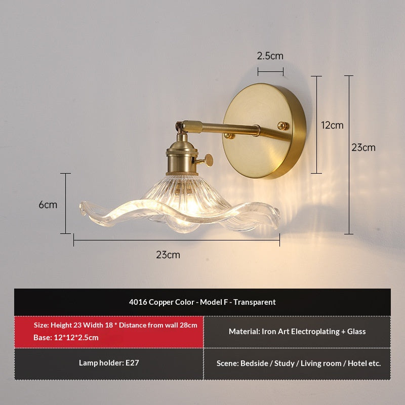 Lampe murale retro en verre coloré