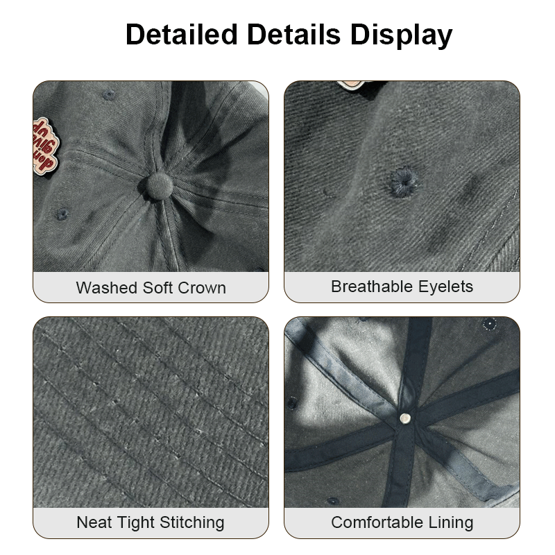 Lavé Old Quick Séchage Cap de baseball Handmade Accessory Pattern Imprimé Duckbill Cap Big H